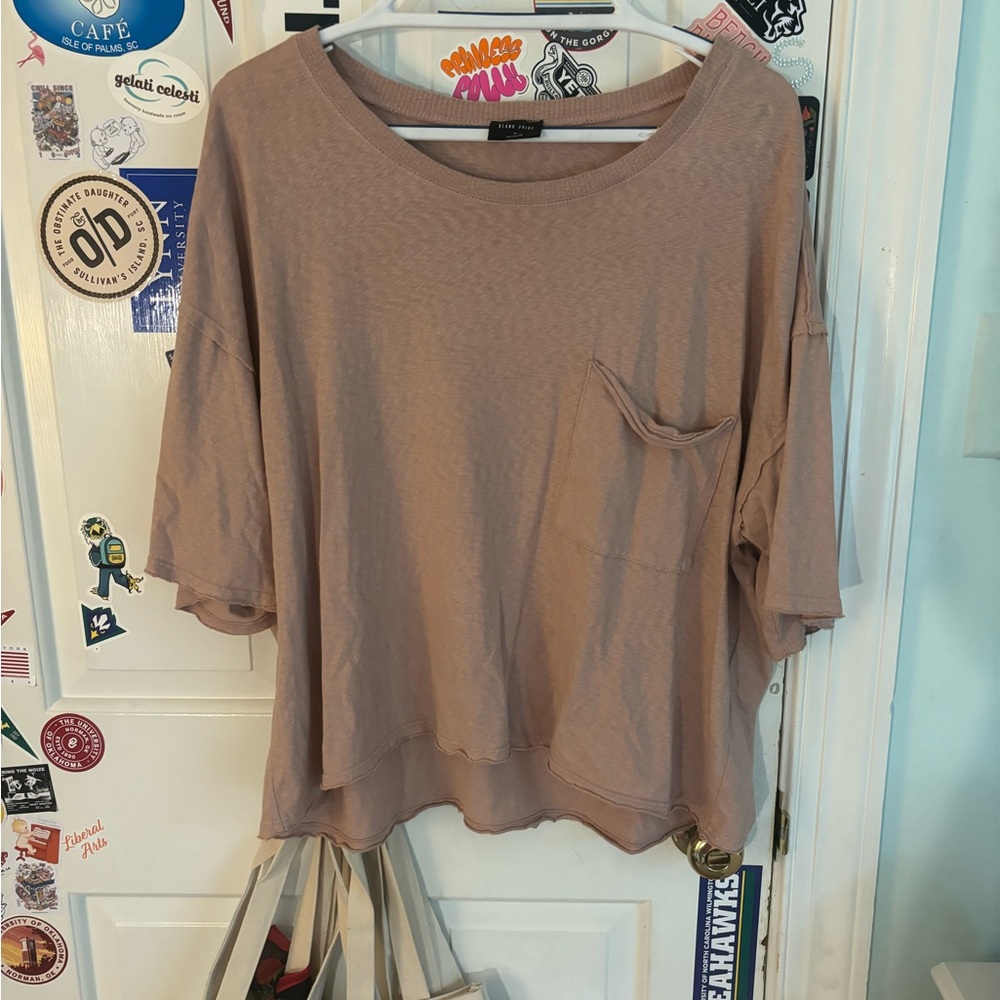 Blank Paige oversized boxy light pink crop top